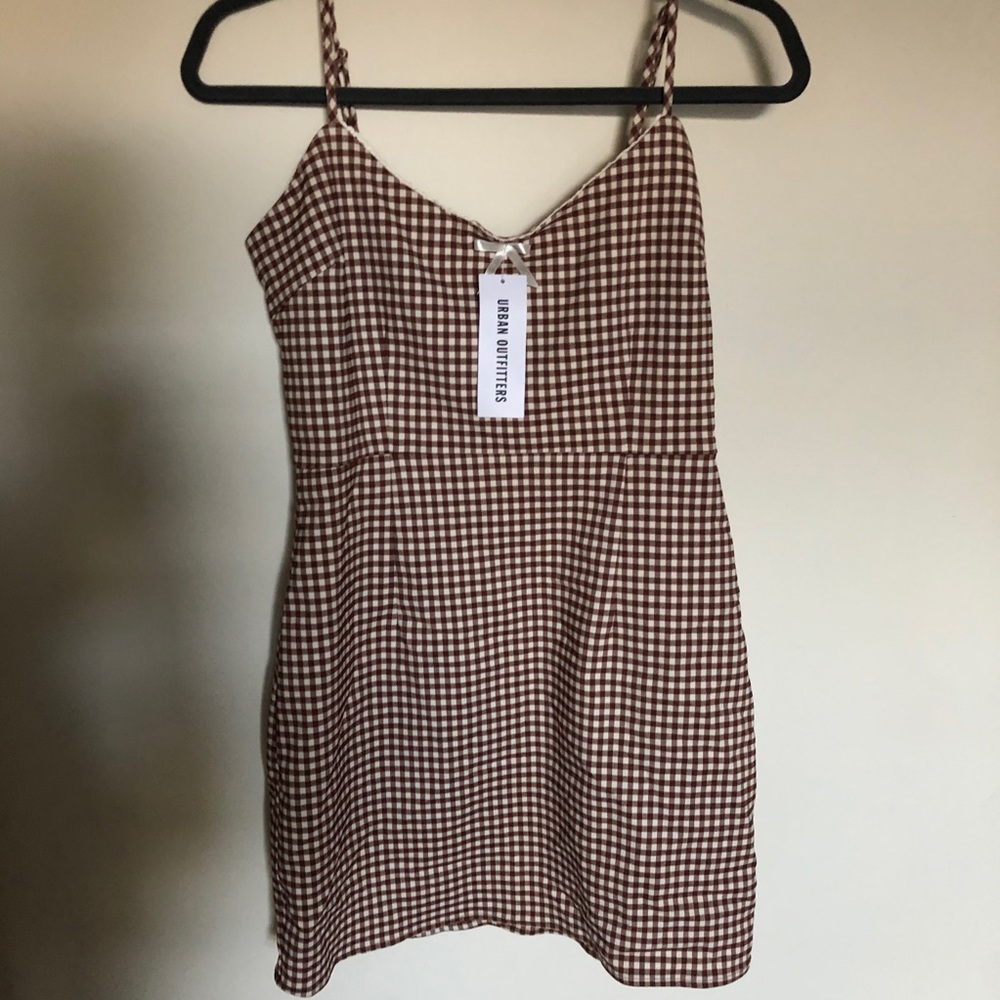 NWT brown gingham UO dress